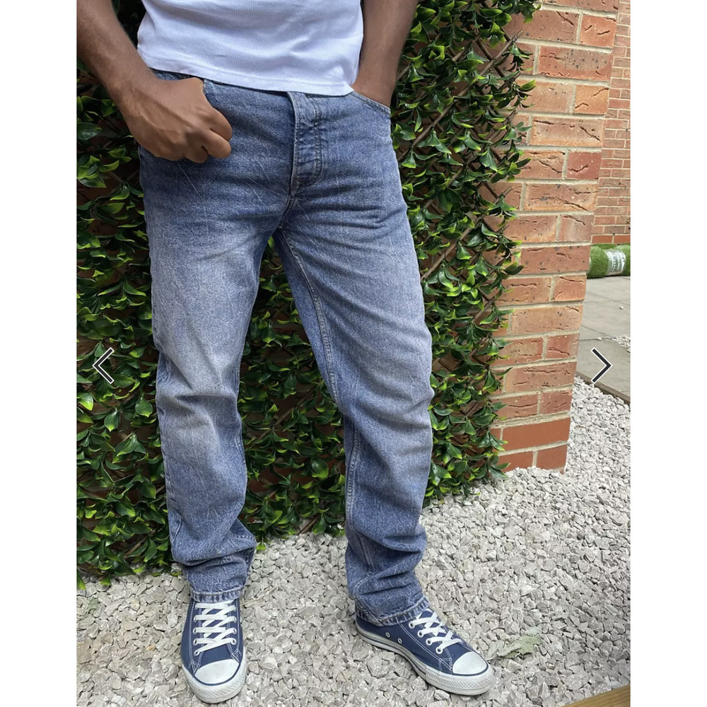 Topman straight leg jeans in mid wash blue